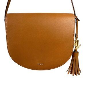 RLL Ralph Lauren Witley Crossbody Medium Brown Tan Bag Tassle
